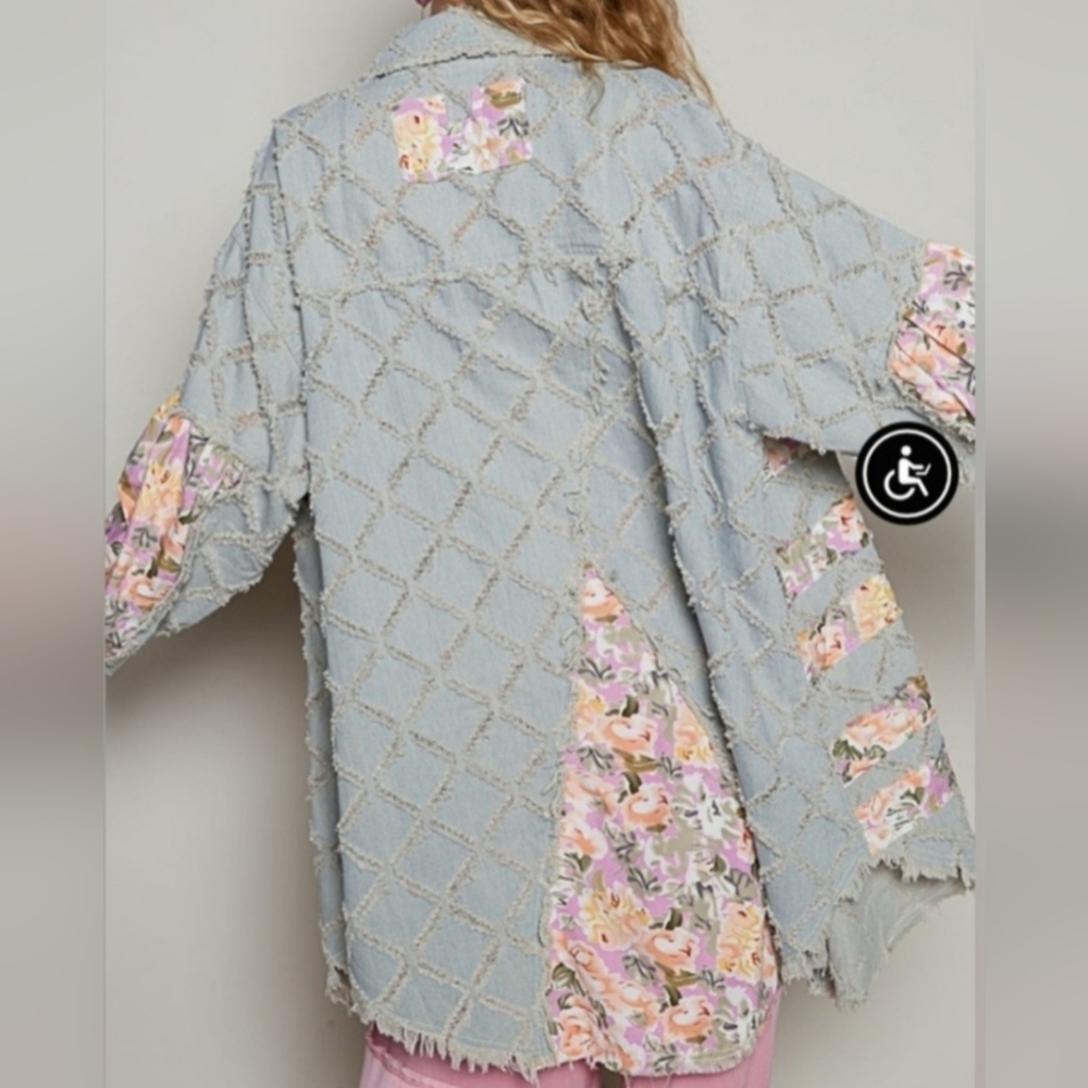 POL Floral Patchwork Denim Jacket NWOT Sz M - Picture 3 of 8